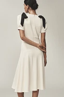 ASTR The Label Celia Puff-Sleeve V-Neck Midi Dress