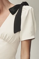 ASTR The Label Celia Puff-Sleeve V-Neck Midi Dress