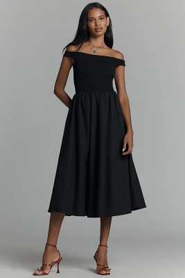 Elodie The Label Vera Off-The-Shoulder Midi Dress
