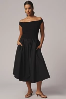 Elodie The Label Vera Off-The-Shoulder Midi Dress
