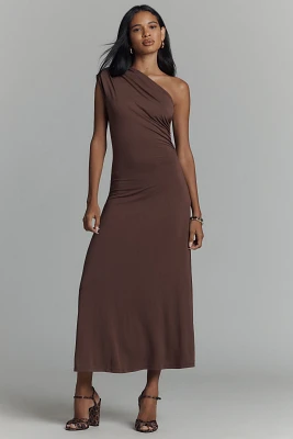 Elodie The Label Cora One-Shoulder Knit Midi Dress