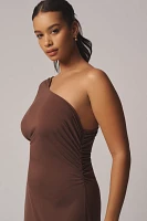 Elodie The Label Cora One-Shoulder Knit Midi Dress