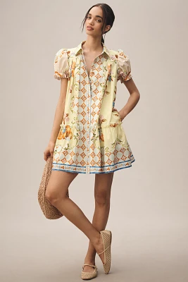 Hunter Bell Puff-Sleeve Swing Mini Dress