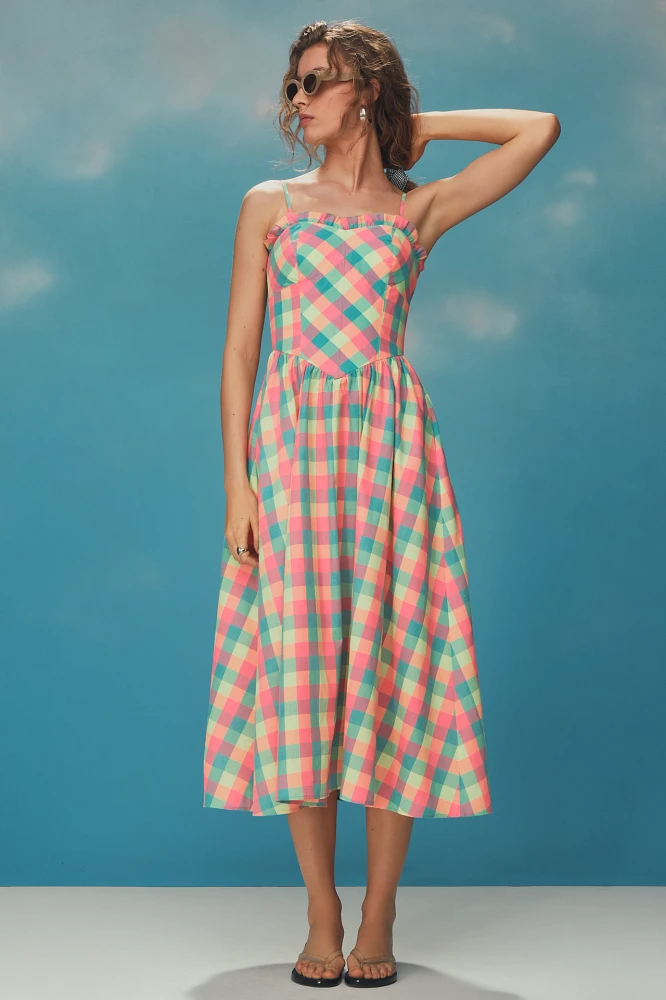 Hunter Bell Corey Strapless Ruffle-Trim Midi Dress