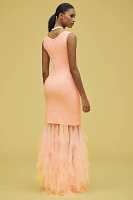 BLITHE Knit Tulle Sleeveless Maxi Dress