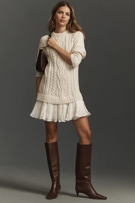 By Anthropologie Twofer Cable-Knit Sweater Mini Dress