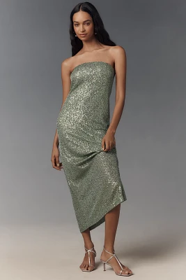 The Fleur Strapless Satin Maxi Slip Dress: Sequin Edition