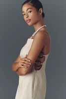 By Anthropologie Smocked Linen Blend Mini Dress