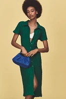 By Anthropologie Short-Sleeve Collared Textured Midi Shirt Dress