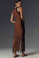 Silvian Heach Sleeveless Fringe Sweater Midi Dress