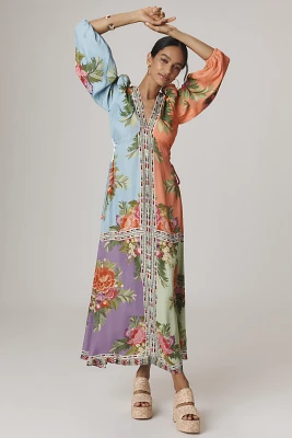 Farm Rio x Anthropologie Long-Sleeve V-Neck Maxi Dress