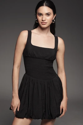 By Anthropologie Square-Neck Smocked Mini Dress