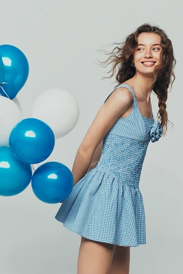 Maeve Smocked Rosette Drop-Waist Mini Dress