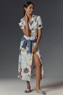 Lingua Franca Lampi Short-Sleeve Midi Shirt Dress