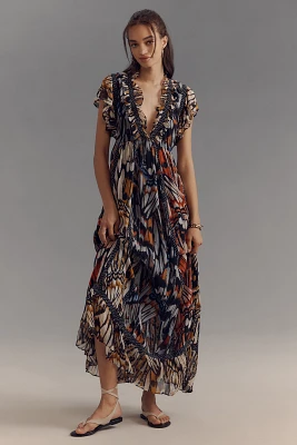Maeve Short-Sleeve V-Neck Midi Dress