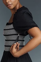 By Anthropologie Puff-Sleeve Square-Neck Smocked Mini Dress