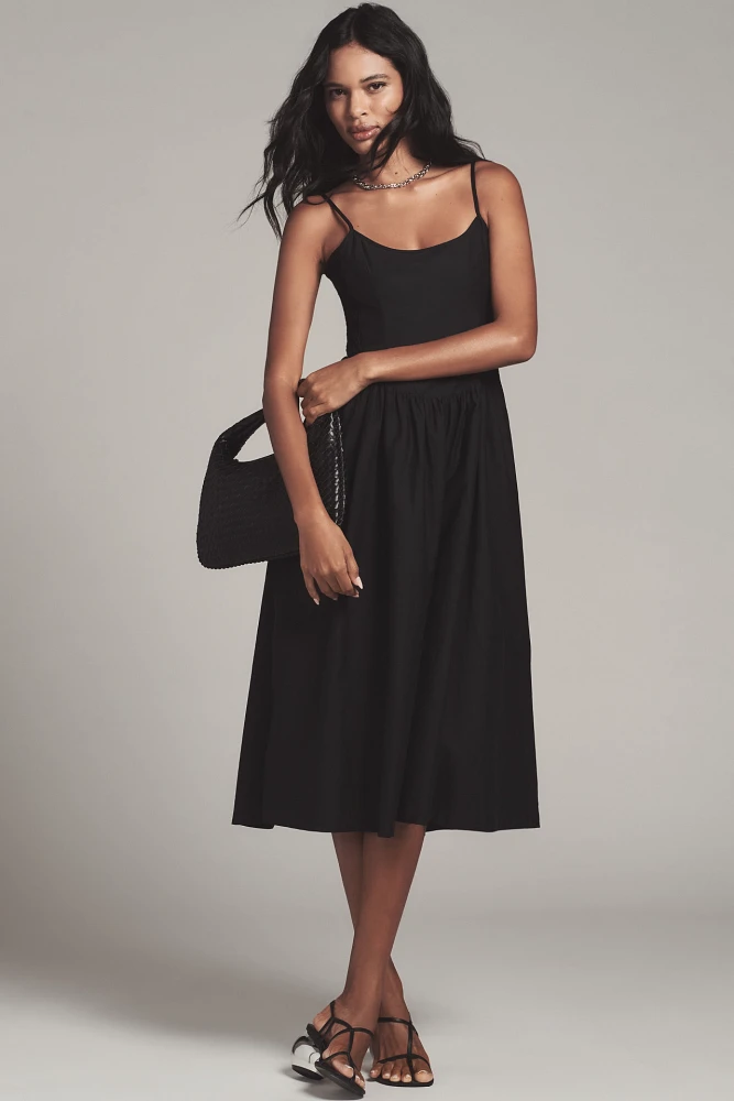 Maeve Sleeveless Square-Neck Drop-Waist Midi Dress