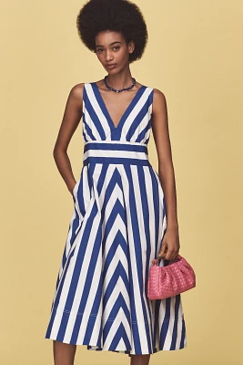 By Anthropologie V-Neck Sleeveless Fit & Flare Midi Dress