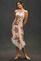 By Anthropologie Sleeveless V-Neck Lace Slip Midi Dress