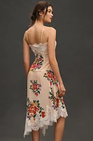 By Anthropologie Sleeveless V-Neck Lace Slip Midi Dress