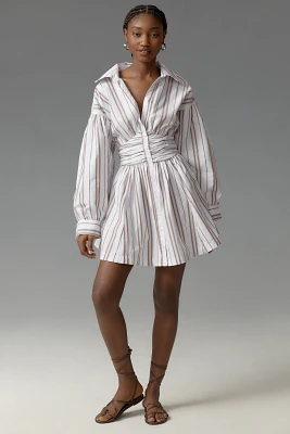 By Anthropologie Long-Sleeve Collared A-Line Mini Dress
