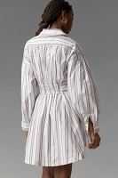 By Anthropologie Long-Sleeve Collared A-Line Mini Dress