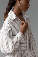By Anthropologie Long-Sleeve Collared A-Line Mini Dress