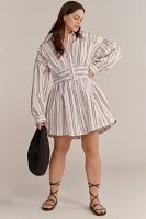 By Anthropologie Long-Sleeve Collared A-Line Mini Dress