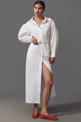 Kinney The Label Harlow Cotton Long-Sleeve Belted Shirt Dress