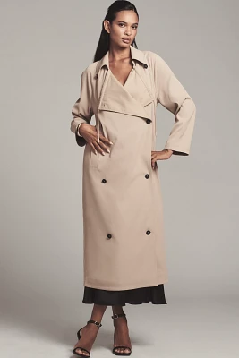 Avec Les Filles Draped Double-Breasted Trench Coat