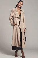 Avec Les Filles Draped Double-Breasted Trench Coat