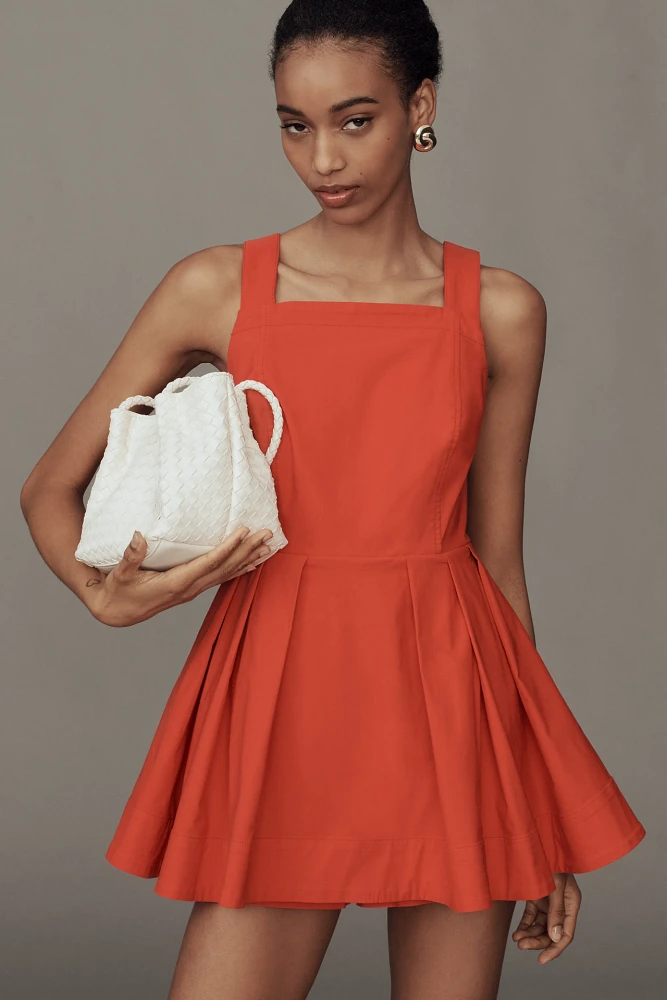Maeve Square-Neck Fit-and-Flare Romper