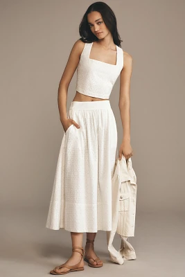 PAIGE Aelita Square-Neck Eyelet Crop Top