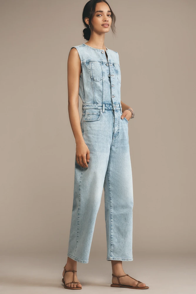 PAIGE Cirie Sleeveless Ankle Denim Jumpsuit