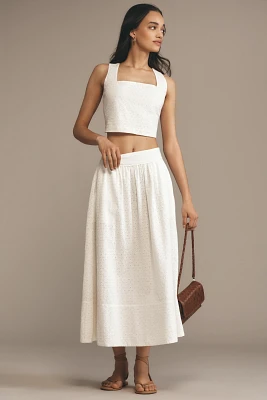 PAIGE Ojai Eyelet Midi Skirt