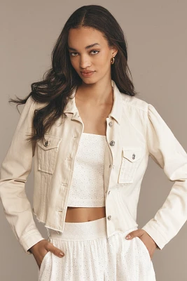 PAIGE Pacey Raw-Hem Crop Denim Jacket