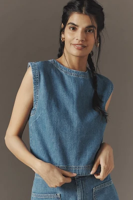 Velvet by Graham & Spencer Loren Sleeveless Crew-Neck Denim Top
