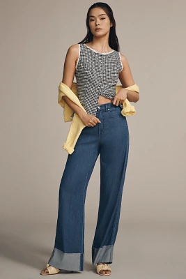 Sam Edelman High-Rise Cuffed Wide-Leg Jeans
