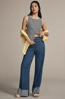 Sam Edelman High-Rise Cuffed Wide-Leg Jeans