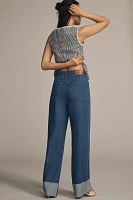 Sam Edelman High-Rise Cuffed Wide-Leg Jeans