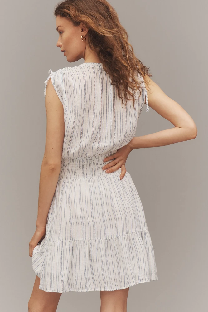 Rails Samina Linen Blend Smocked-Waist Mini Dress