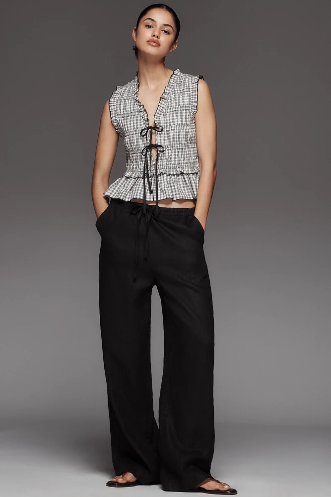 Rails Emmie Linen High-Rise Straight-Leg Pants