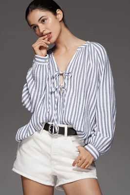 Rails Brielle Long-Sleeve Front-Tie Blouse