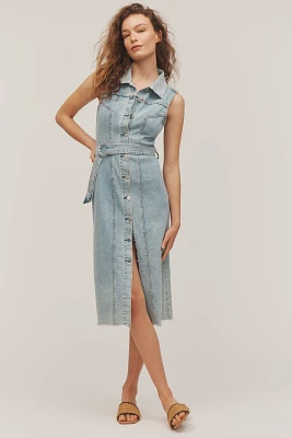 Rails Costa Sleeveless Belted Denim Midi Shirt Dress