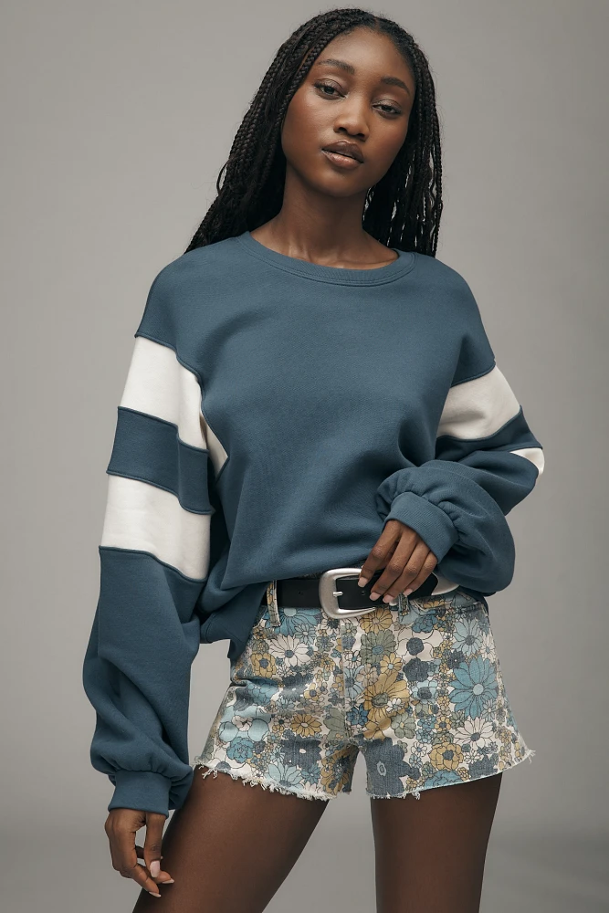 MOTHER The Drop Square Inset Crew-Neck Sweatshirt