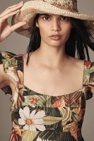 Farm Rio Botanical Forest Ruffled-Strap Midi Dress