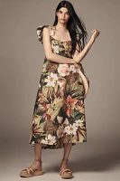 Farm Rio Botanical Forest Ruffled-Strap Midi Dress