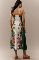 Farm Rio Sweet Bloom Dreamscape Linen Blend Sleeveless Midi Dress
