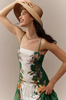 Farm Rio Sweet Bloom Dreamscape Linen Blend Sleeveless Midi Dress