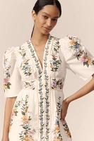 Farm Rio Sweet Bloom Dreamscape Puff-Sleeve Mini Dress
